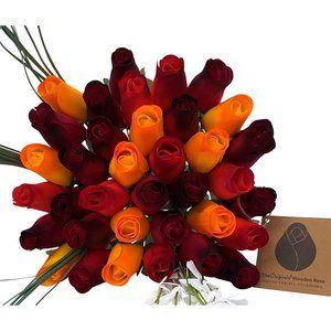 3 Dozen Dark Fall Harvest Colors Yellows, Oranges, Reds The Original Wooden Rose